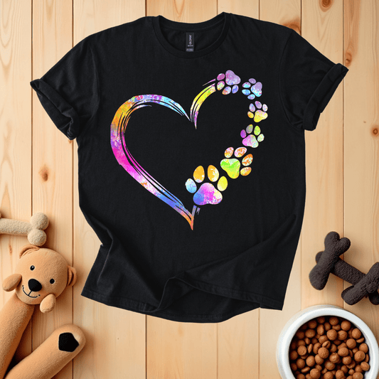 Black / S Dog Paw Heart T-Shirt
