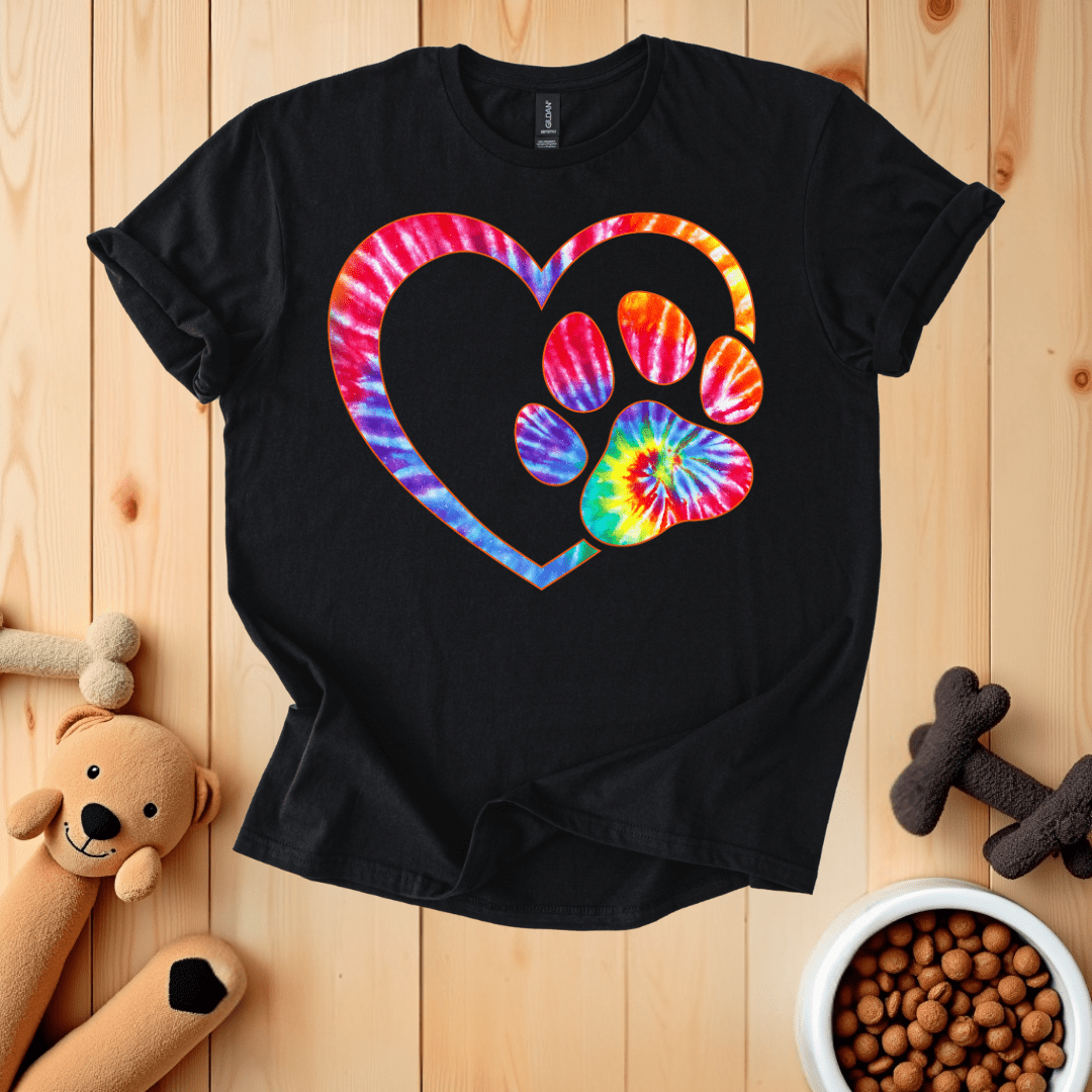 Black / S Dog Paw Heart T-Shirt
