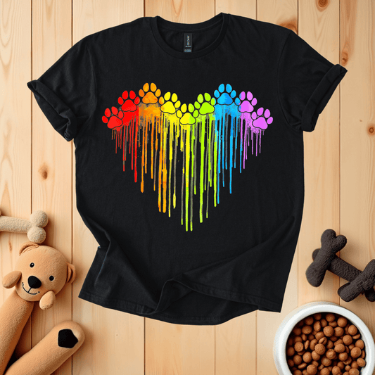 Black / S Dog Paw Heart T-Shirt
