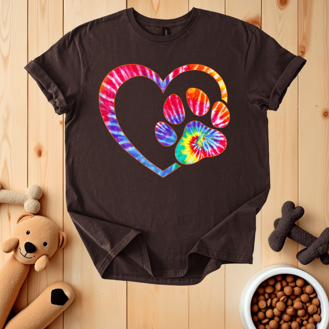 Dark Chocolate / S Dog Paw Heart T-Shirt