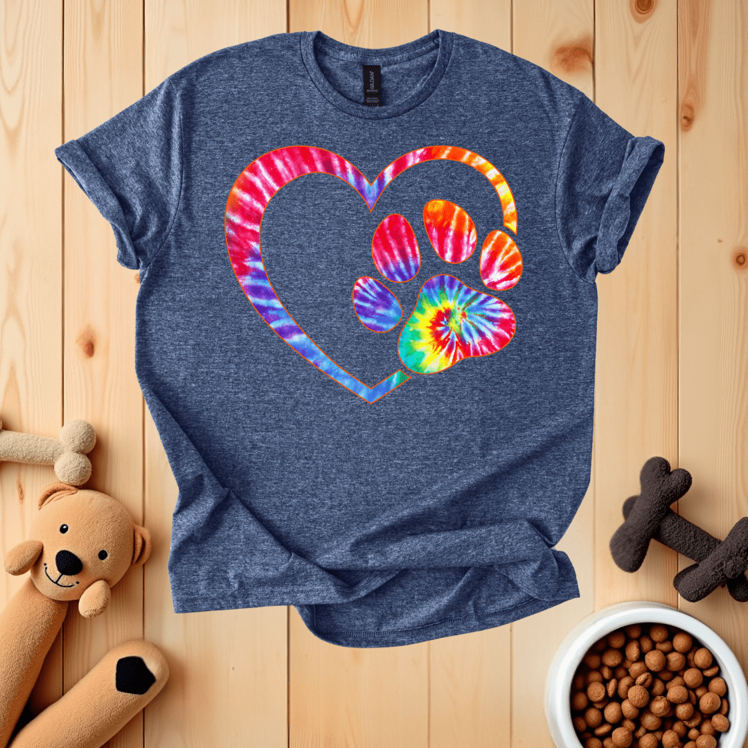 Heather Navy / S Dog Paw Heart T-Shirt