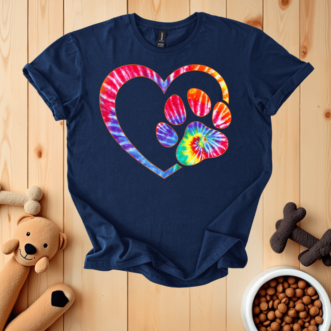 Navy / S Dog Paw Heart T-Shirt