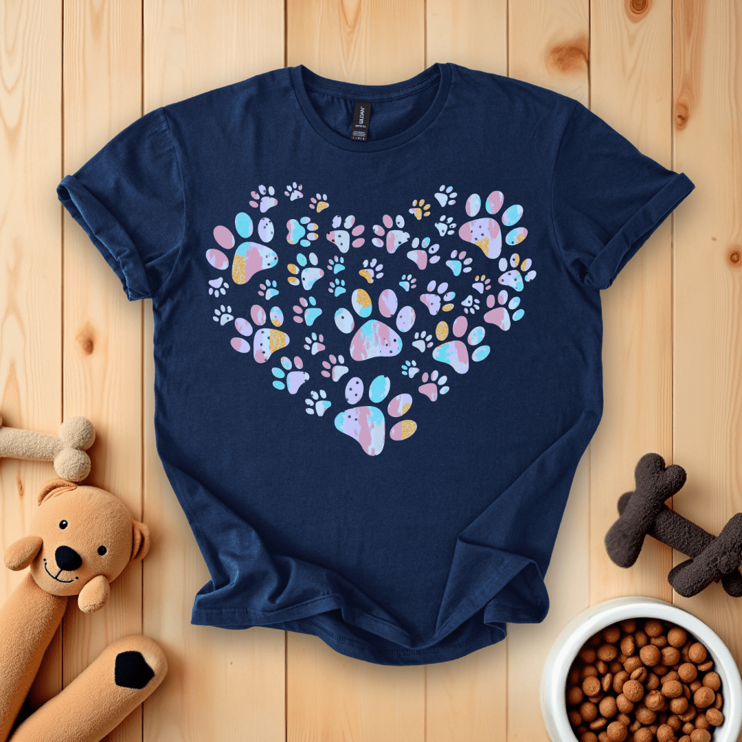 Navy / S Dog Paw Heart T-Shirt