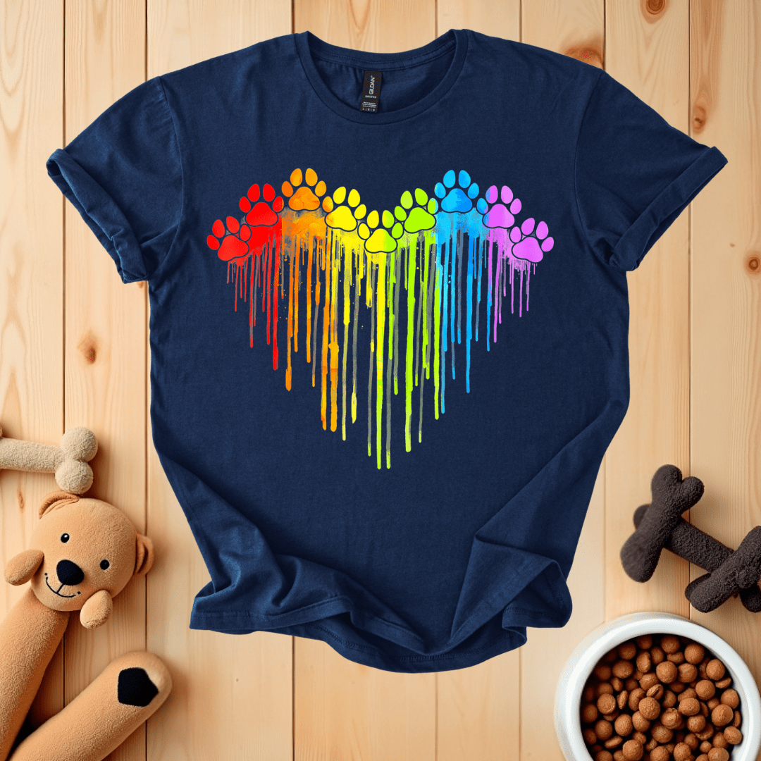 Navy / S Dog Paw Heart T-Shirt