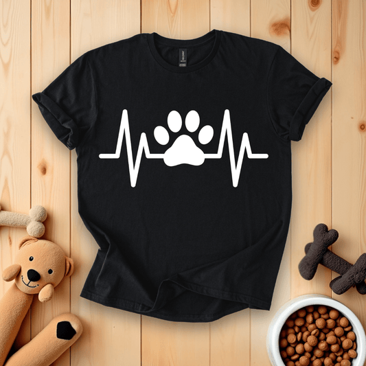 Black / S Dog Paw Heartbeat T-Shirt