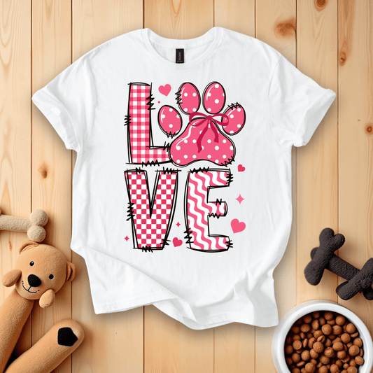 White / S Dog Paw Love T-Shirt