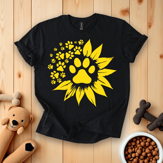 Black / S Dog Paw Sunflower T-Shirt