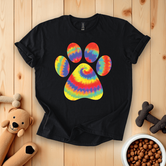 Black / S Dog Paw Tie Dye T-Shirt