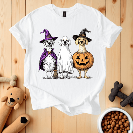 White / S Dogs Halloween T-Shirt