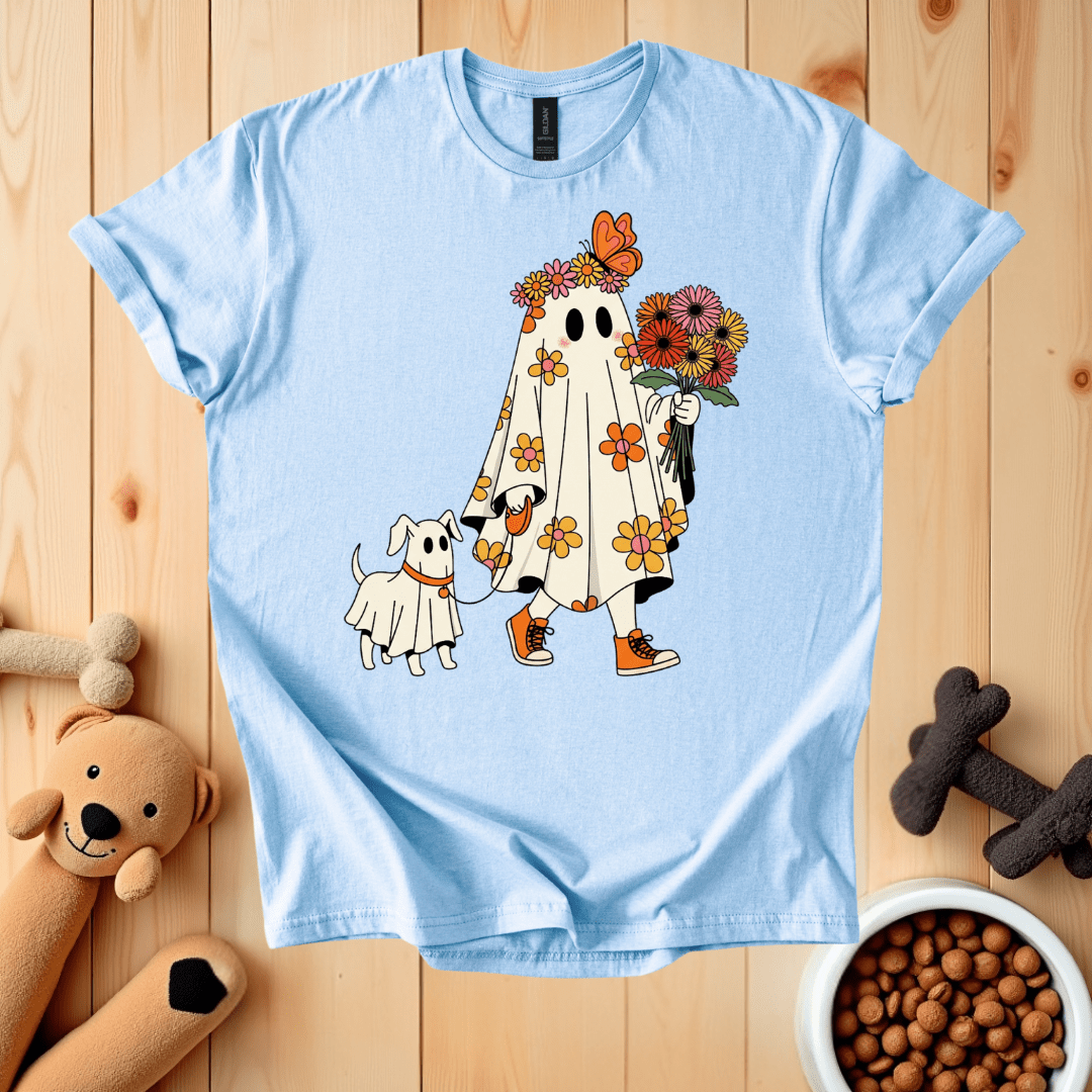 Light Blue / S Ghost Walking Dog T-Shirt
