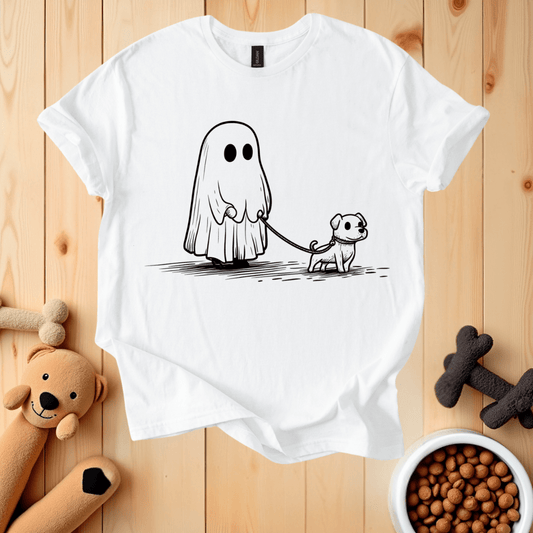 White / S Ghost Walking Dog T-Shirt