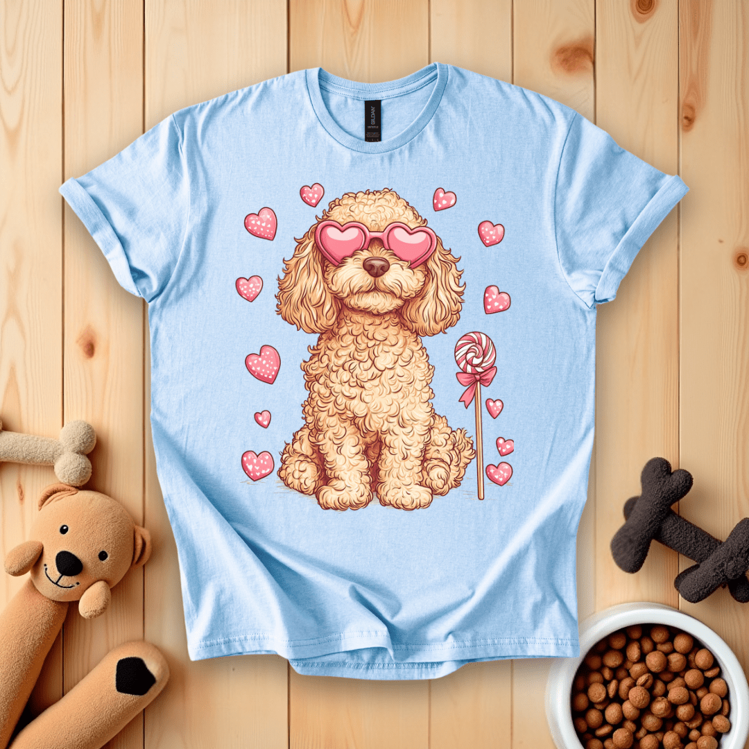Light Blue / S Golden Doodle Valentine's Day T-Shirt