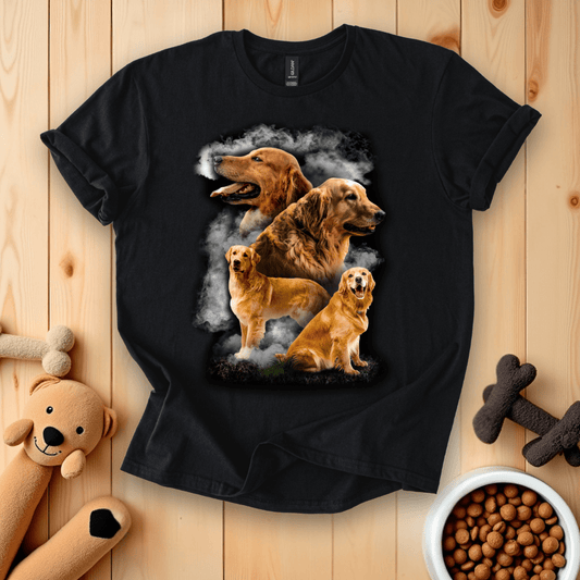 Black / S Golden Retriever Dog T-Shirt