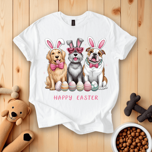 White / S Happy Easter Dogs T-Shirt