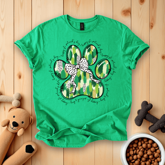 Irish Green / S Happy St. Patricks Day Dog Paw T-Shirt
