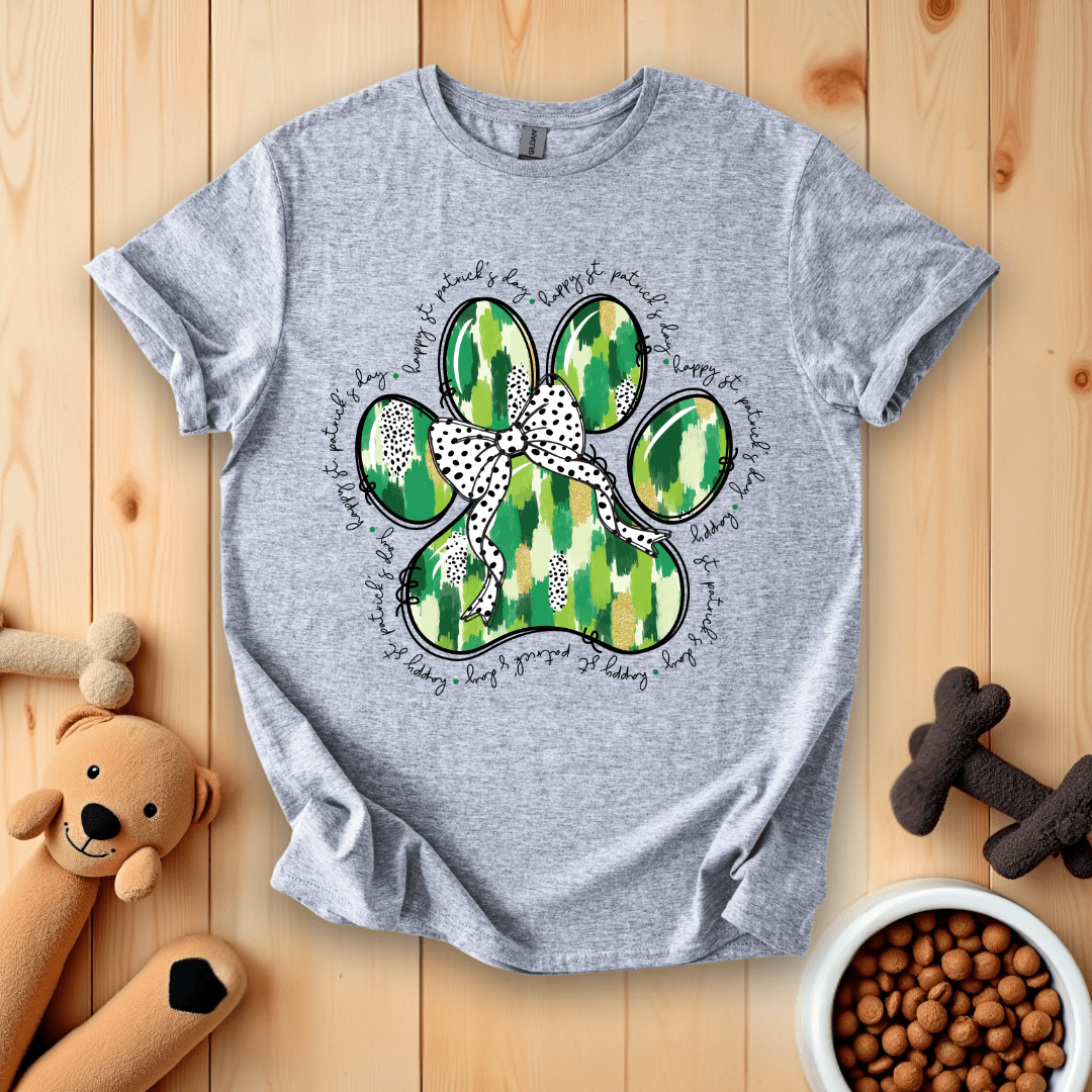 Sport Grey / S Happy St. Patricks Day Dog Paw T-Shirt
