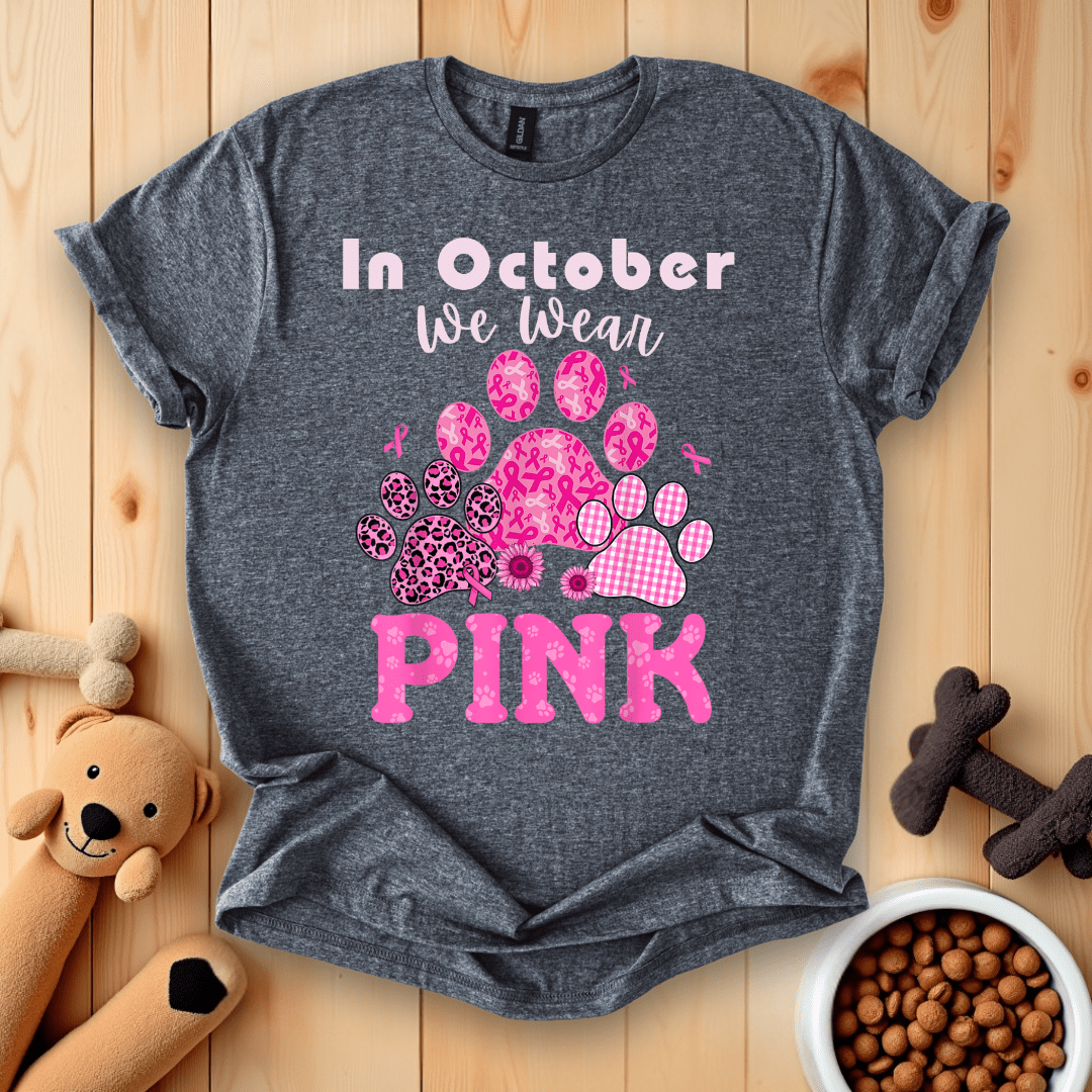 Dark Heather / S In October We Wear Pink T-Shirt