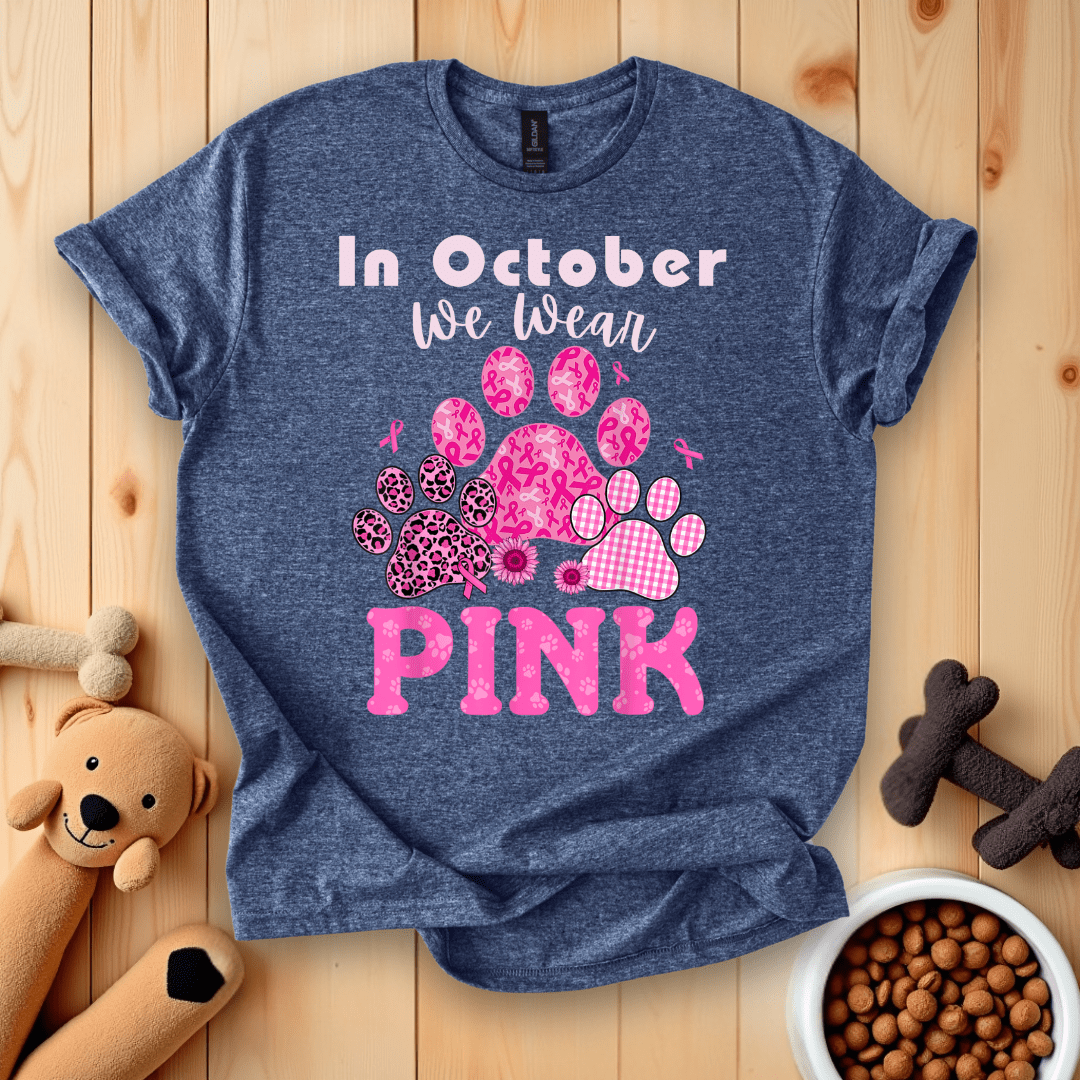Heather Navy / S In October We Wear Pink T-Shirt