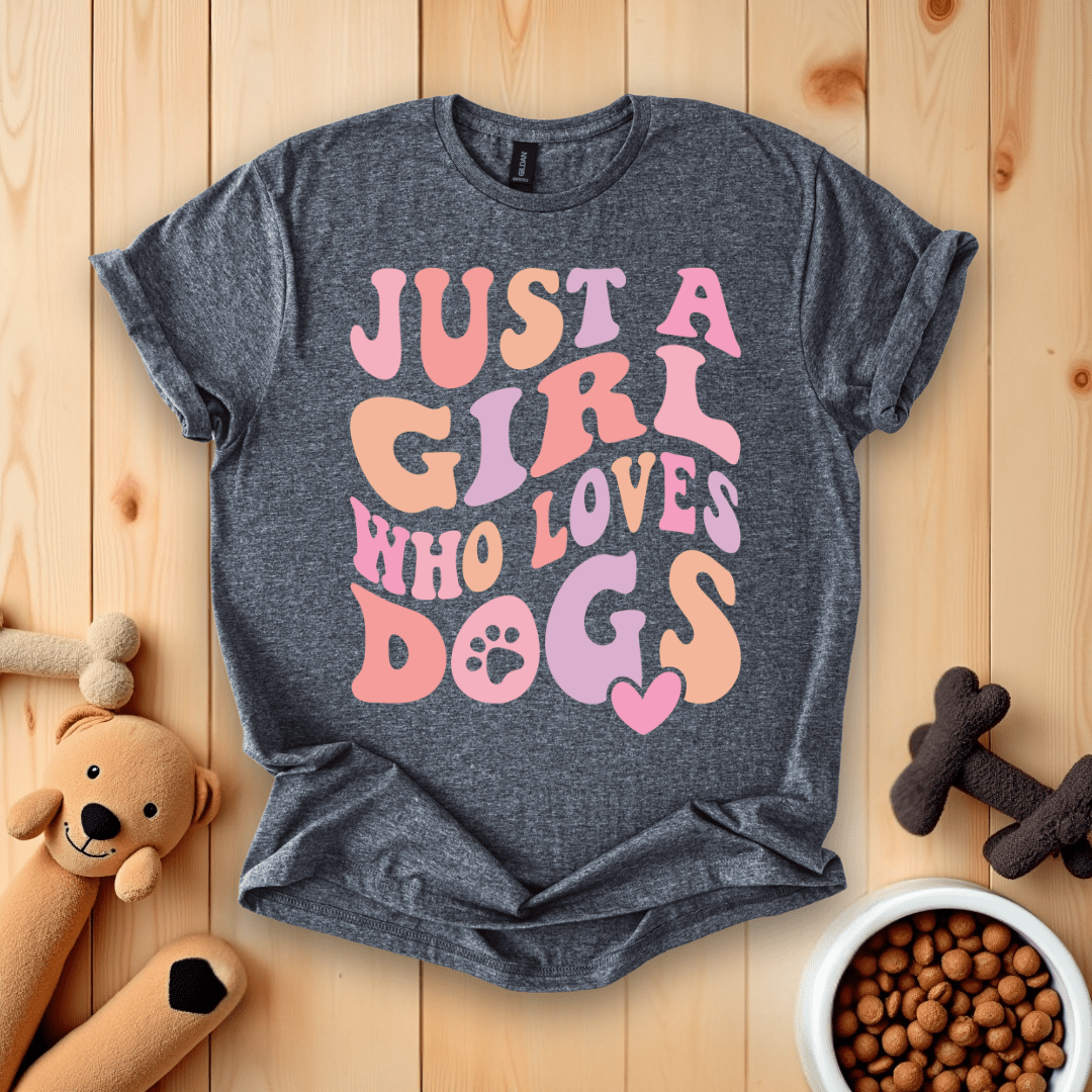 Dark Heather / S Just A Girl Who Loves Dogs Groovy T-Shirt