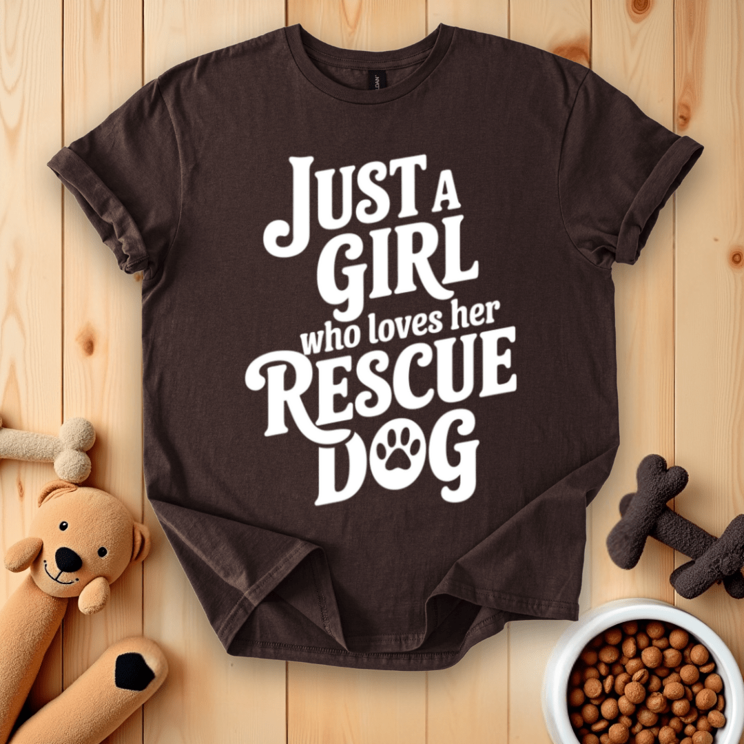 Dark Chocolate / S Just A Girl Who Loves Her Rescue Dog T-Shirt