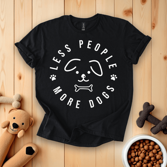 Black / S Less People More Dogs T-Shirt