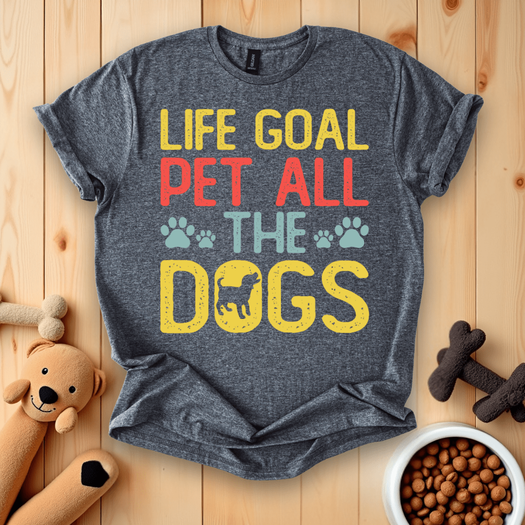 Dark Heather / S Life Goal Pet All The Dogs T-Shirt