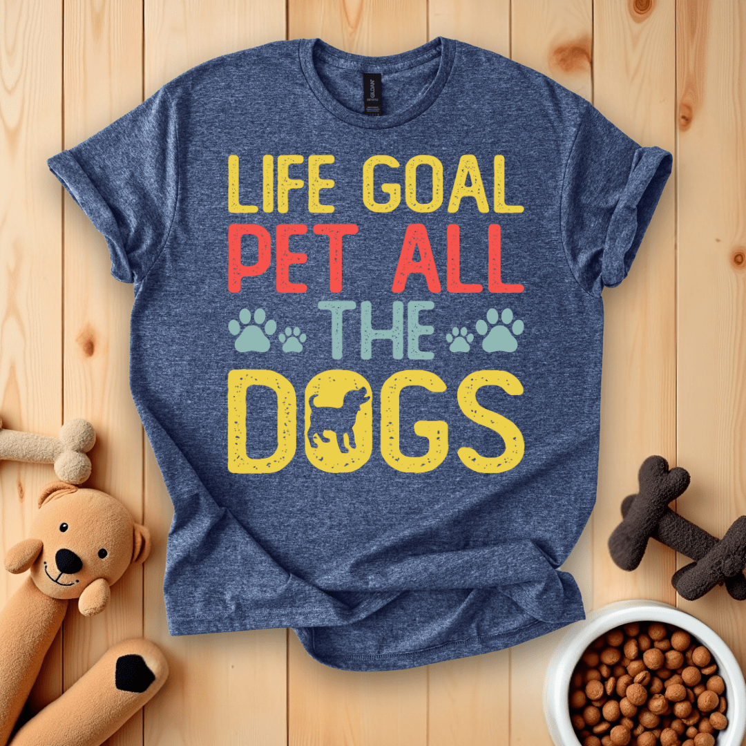 Heather Navy / S Life Goal Pet All The Dogs T-Shirt