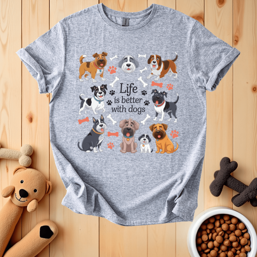 Sport Grey / S Life Is Better With Dogs T-Shirt