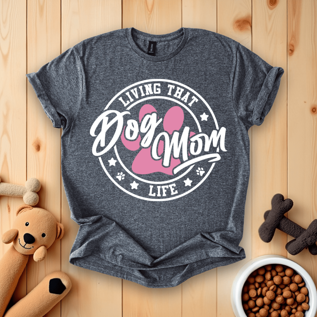 Dark Heather / S Living That Dog Mom Life T-Shirt