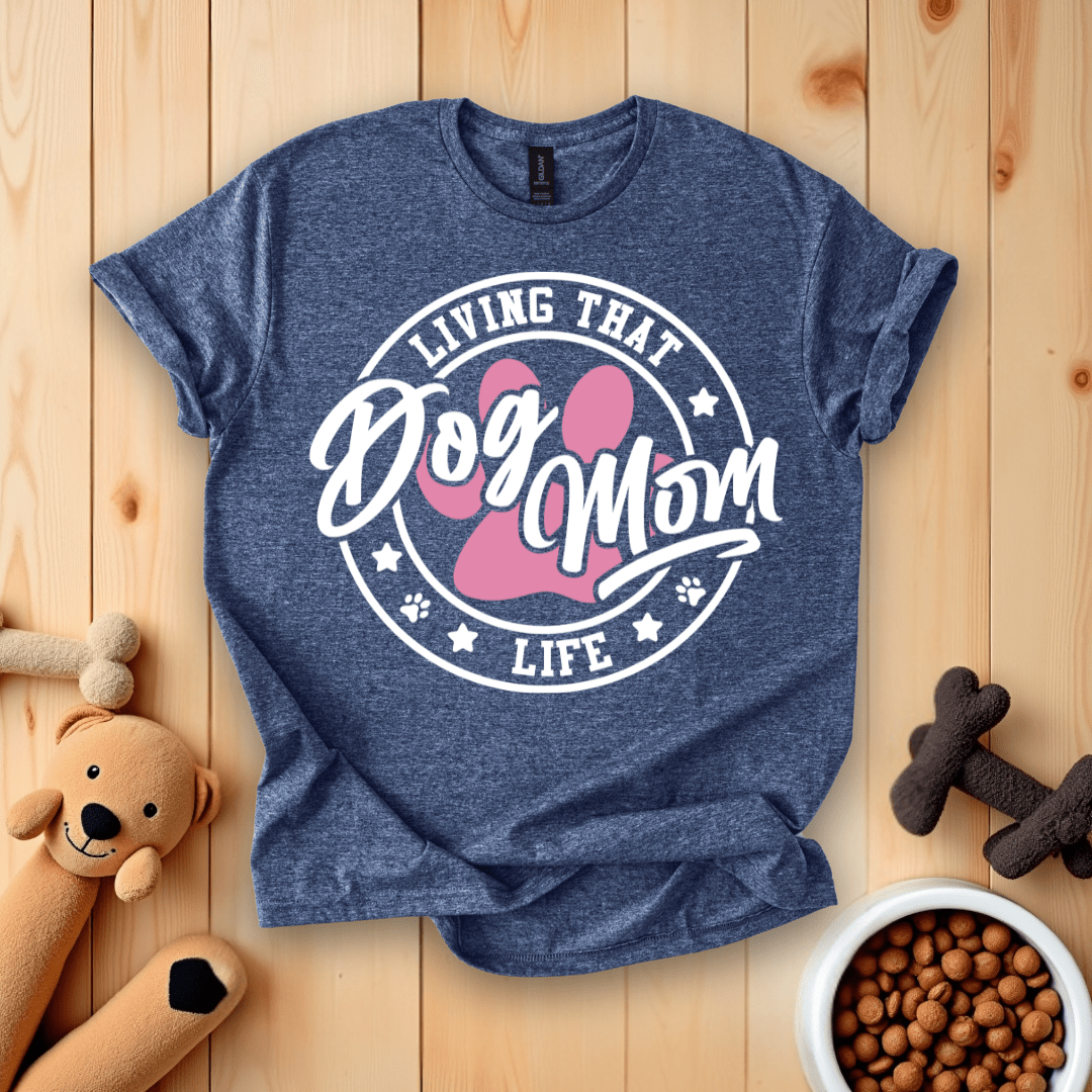 Heather Navy / S Living That Dog Mom Life T-Shirt