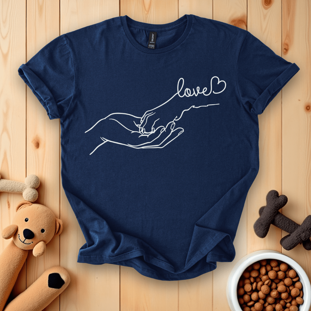 Navy / S Love Dog Paw and Hand T-Shirt