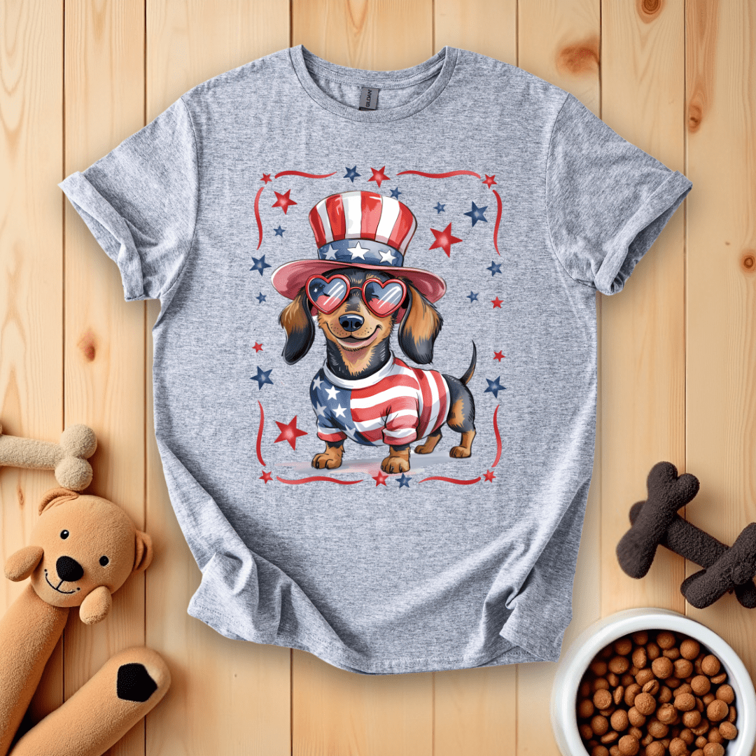 Sport Grey / S Patriotic Dachshund Dog T-Shirt