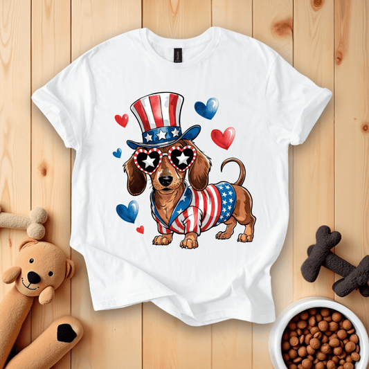 White / S Patriotic Dachshund T-Shirt