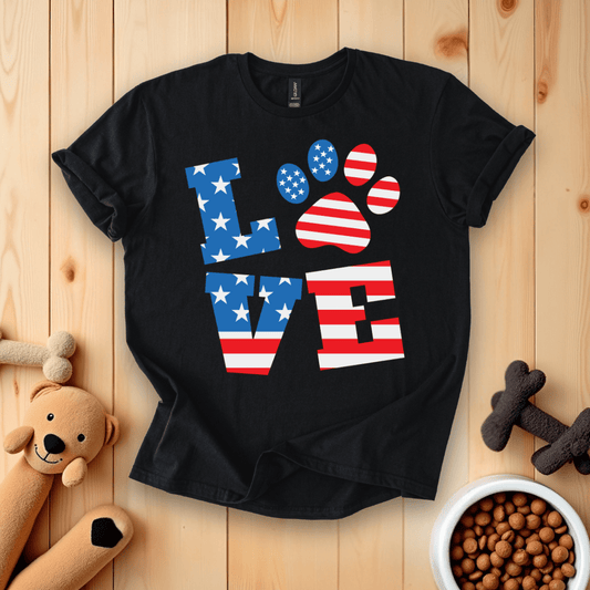 Black / S Patriotic Dog Love T-Shirt
