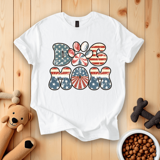 White / S Patriotic Dog Mom T-Shirt