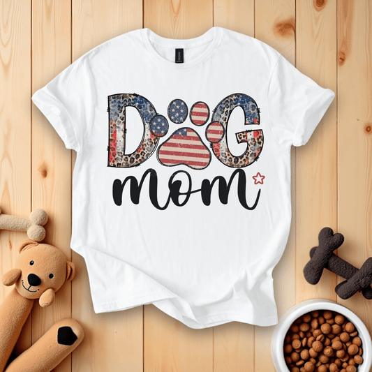 White / S Patriotic Dog Mom T-Shirt