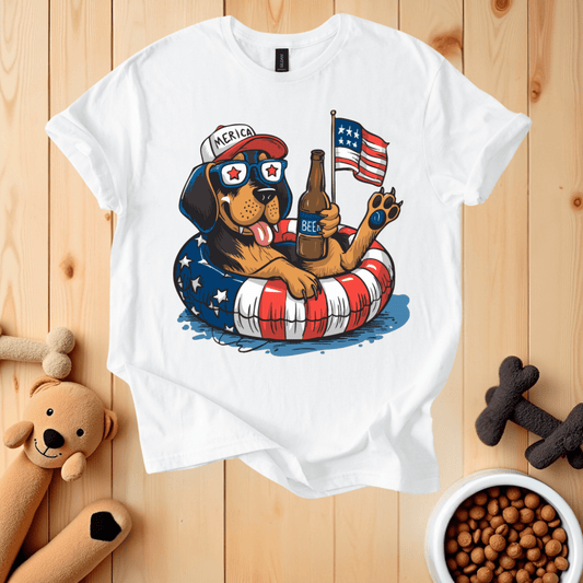 White / S Patriotic Dog T-Shirt