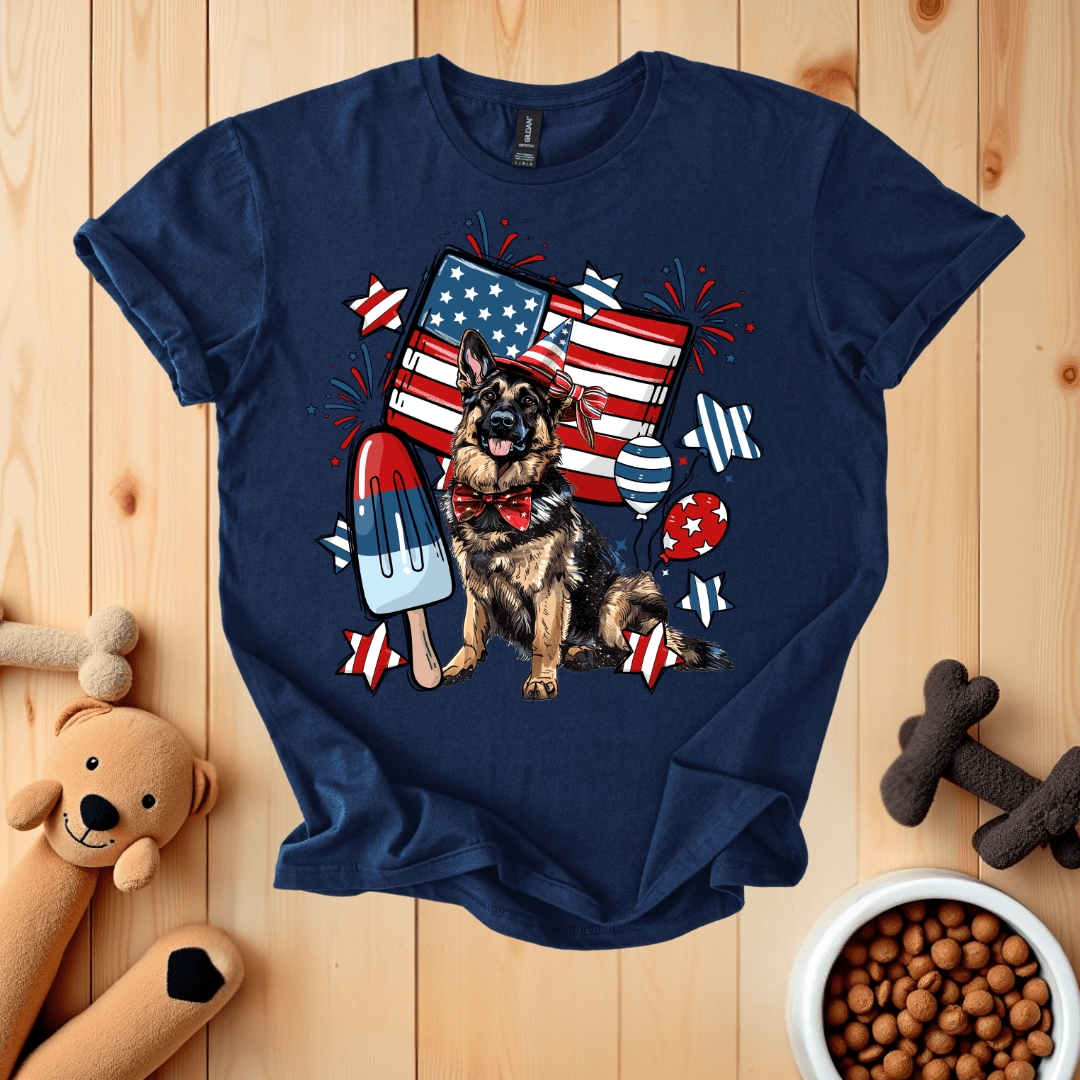 Navy / S Patriotic German Shepherd T-Shirt