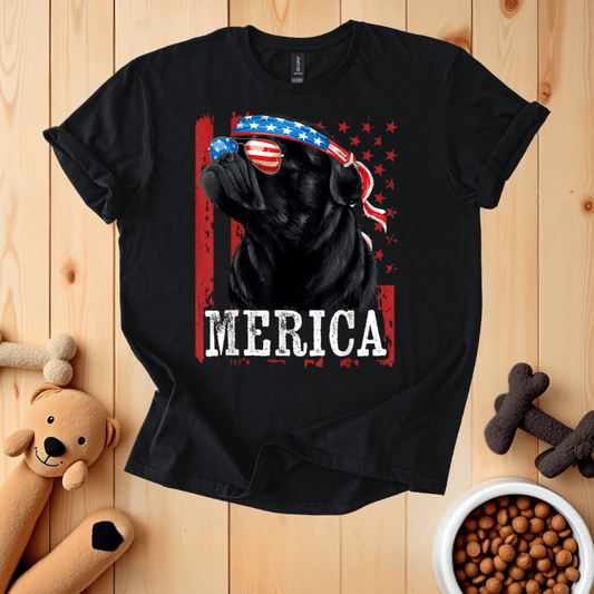 Black / S Patriotic Pug Merica T-Shirt