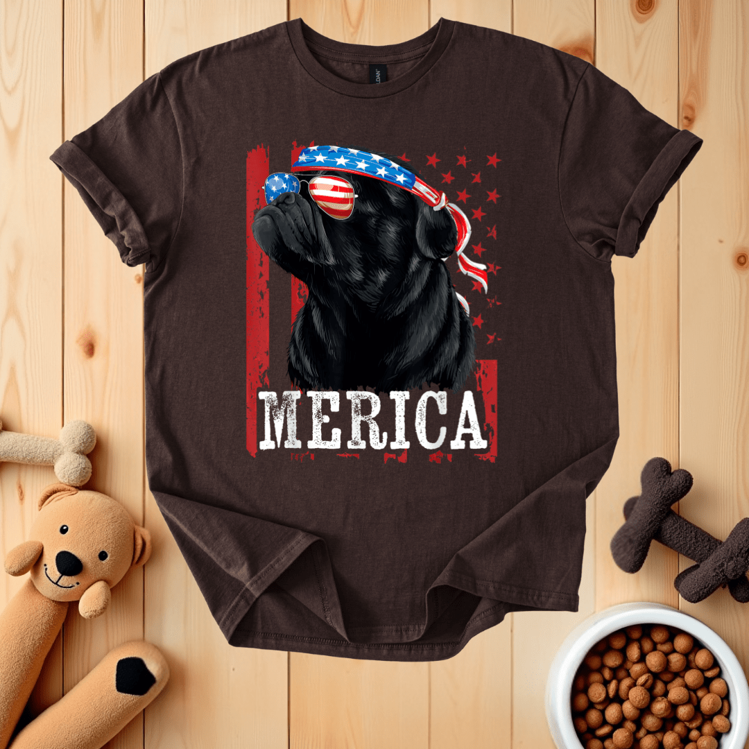 Dark Chocolate / S Patriotic Pug Merica T-Shirt