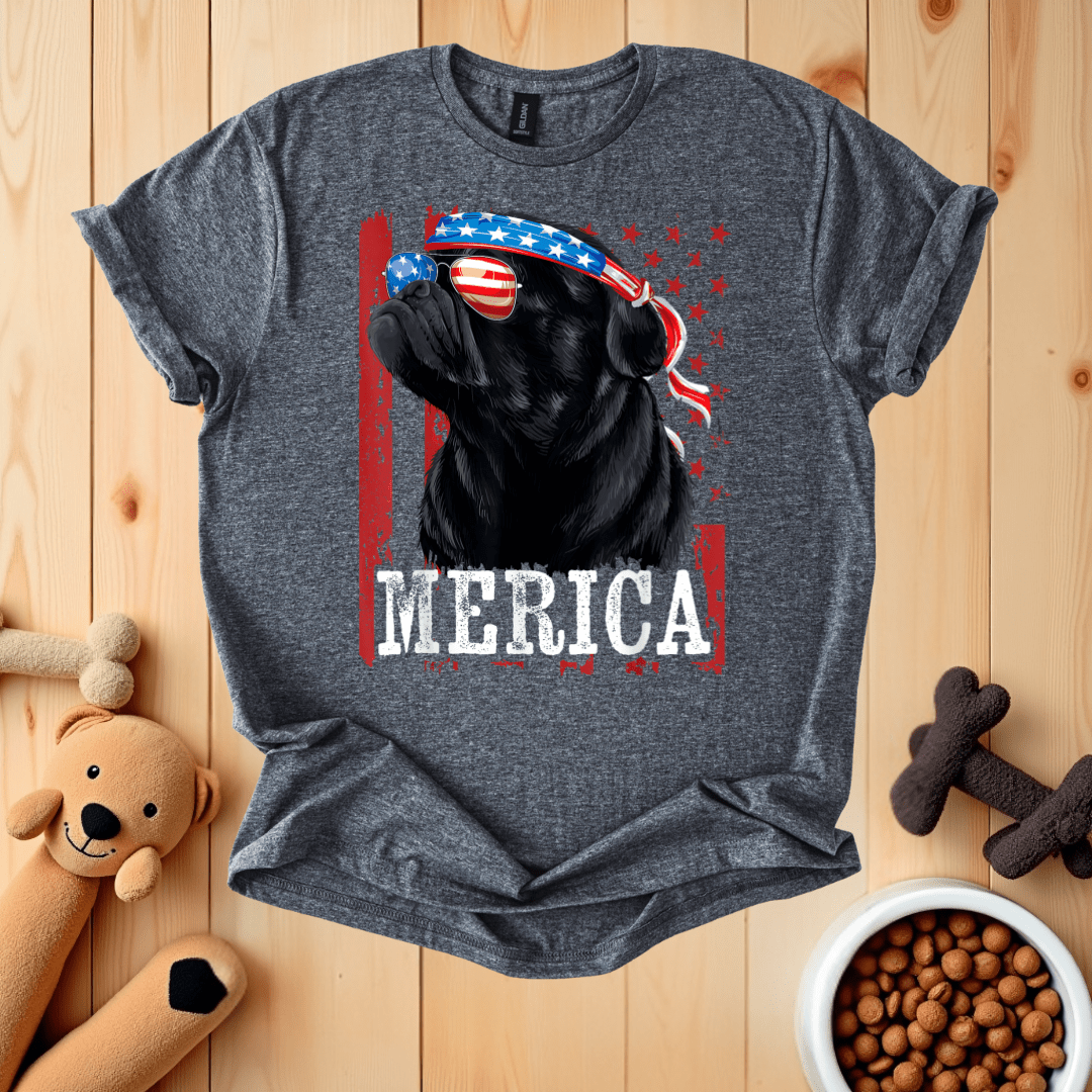 Dark Heather / S Patriotic Pug Merica T-Shirt