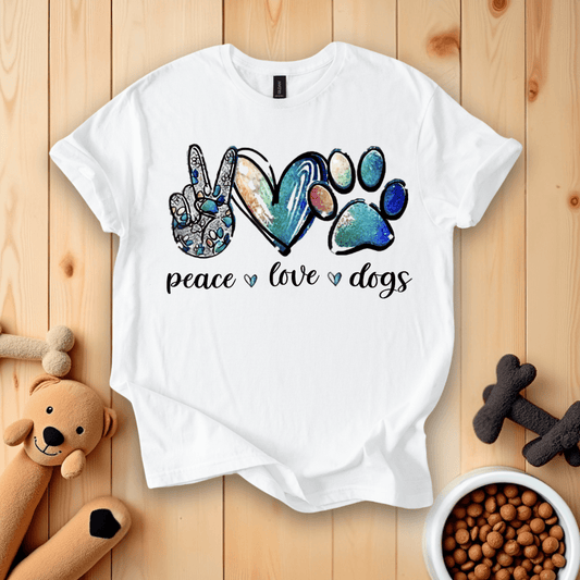 White / S Peace Love Dogs T-Shirt