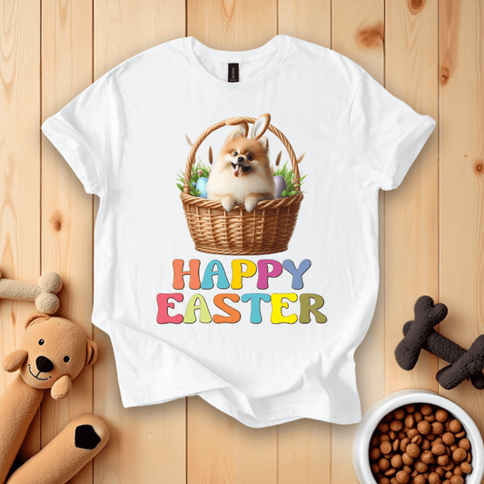 White / S Pomeranian Dog - Happy Easter T-Shirt