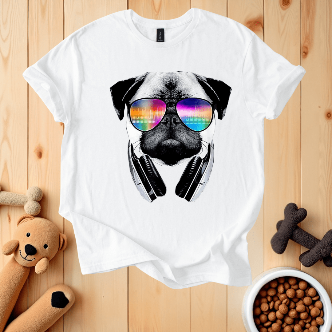 White / S Pug DJ T-Shirt