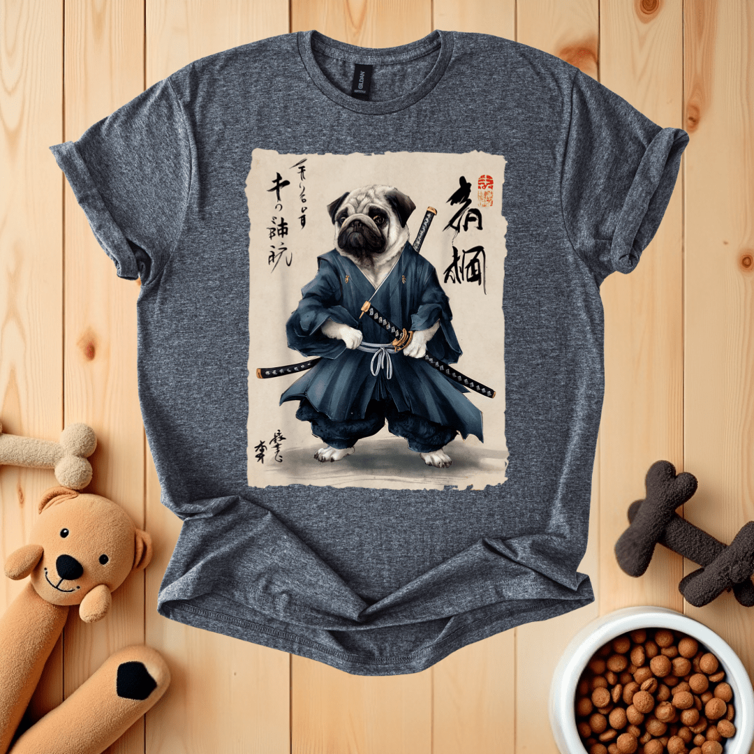 Dark Heather / S Samurai Pug T-Shirt