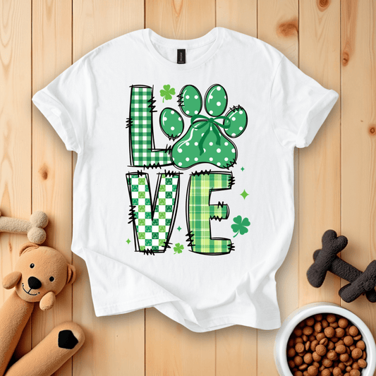 White / S St. Patricks Day Dog Love T-Shirt