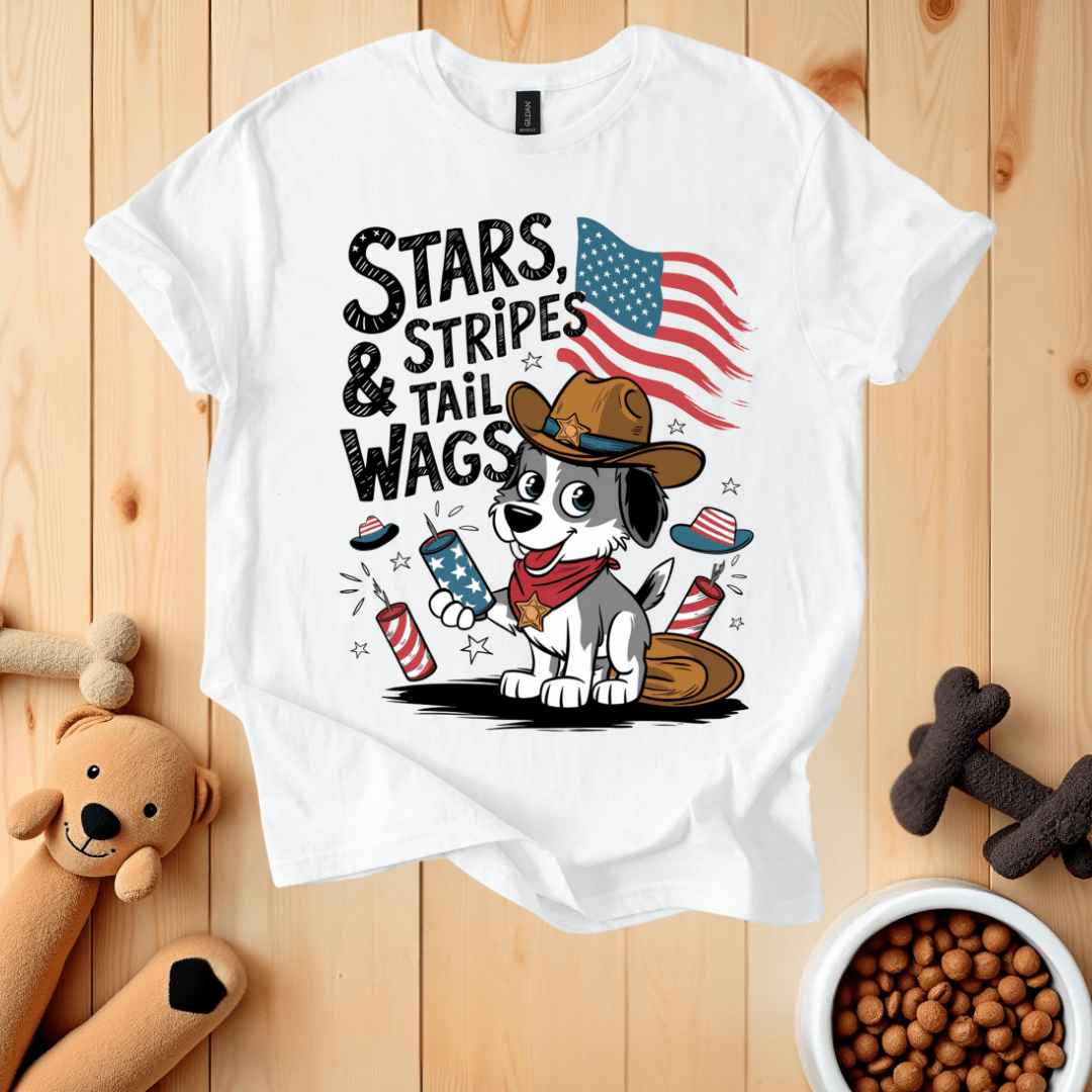 White / S Stars Stripes & Tail Wags T-Shirt