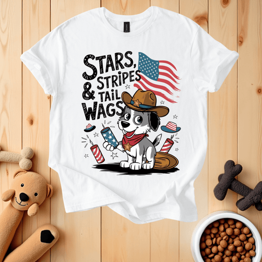 White / S Stars Stripes & Tail Wags T-Shirt