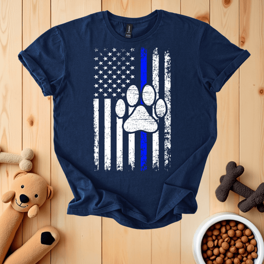 Navy / S Thin Blue Line K9 Dog Paw T-Shirt