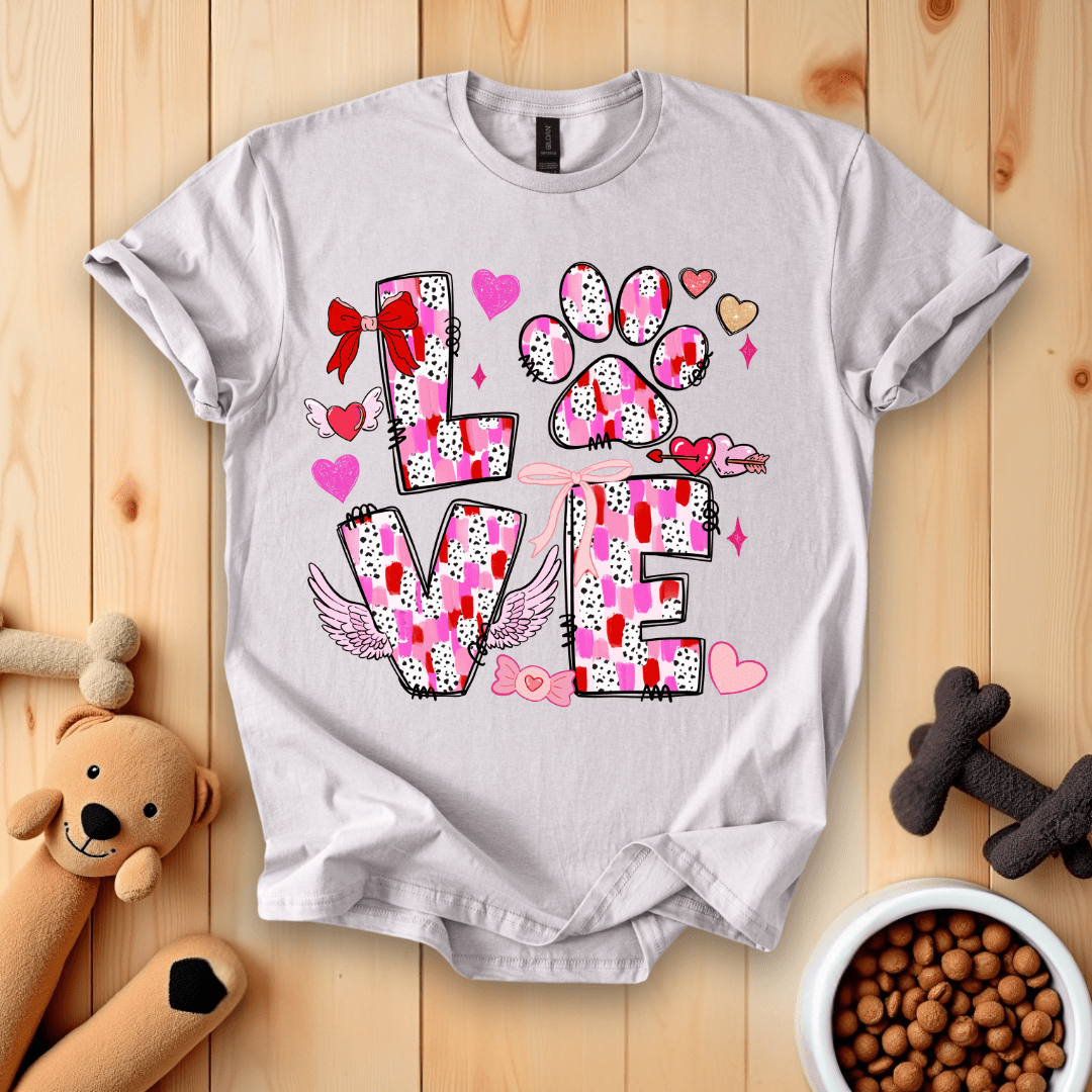Ice Grey / S Valentines Day Dog Love T-Shirt